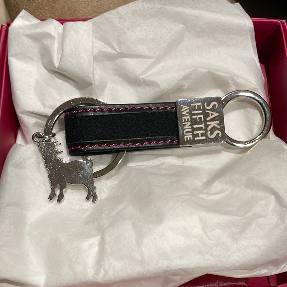 Saks Fifth Avenue Black and Silver Keychain